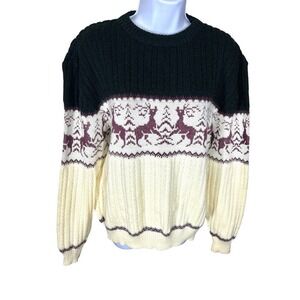ROB Winter Vintage Reindeer Christmas Holiday Sweater Women's Size Large